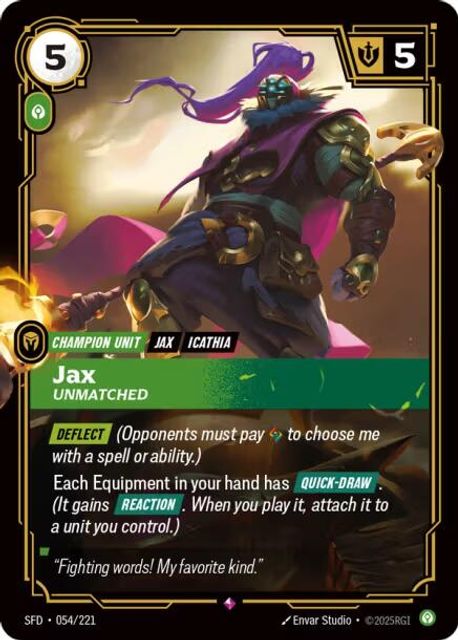 Jax, Unmatched art
