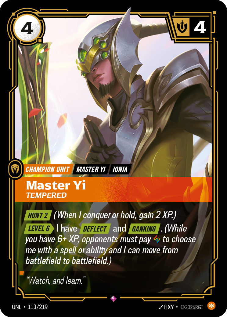 Master Yi, Tempered art